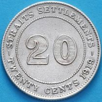 Стрейтс-Сетлментс 20 центов 1919 год. Серебро. №3