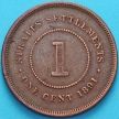 Монета Стрейтс-Сетлментс 1 цент 1891 год.