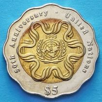 Сингапур 5 долларов 1995 год. 50 лет ООН.