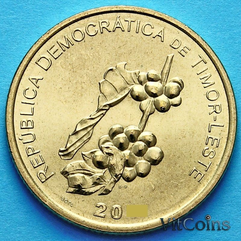 Монета Восточный Тимор 50 сентаво 2004 год. Ветка кофейного дерева.