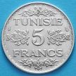 Монета Туниса 5 франков 1934 год. Серебро.