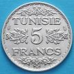 Монета Туниса 5 франков 1936 год. Серебро.