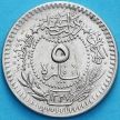 Монета Турция, Османская Империя 5 пара 1909 год. На аверсе под тугрой цифра "٢" (2)