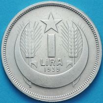 Турция 1 лира 1939 год. Серебро.