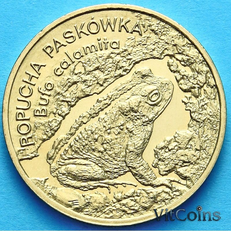 2 злотых Польша 1998 год. Камышовая Жаба