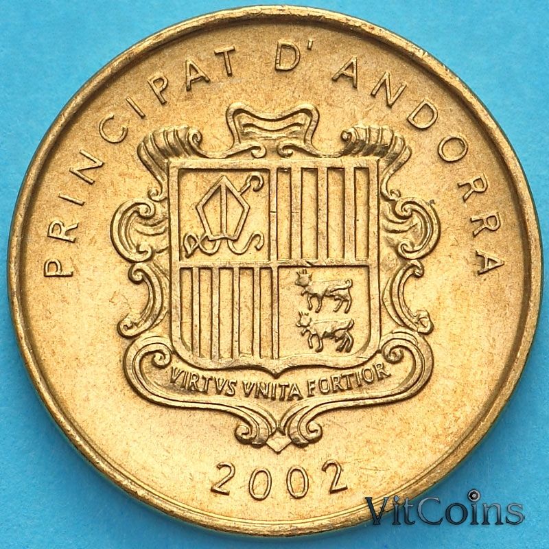 Монета Андорра 2 сантима 2002 год. Нарцисс.