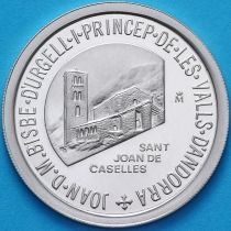Андорра 10 динер 1988 год. Церковь Сант Жоан де Касельес. Серебро.