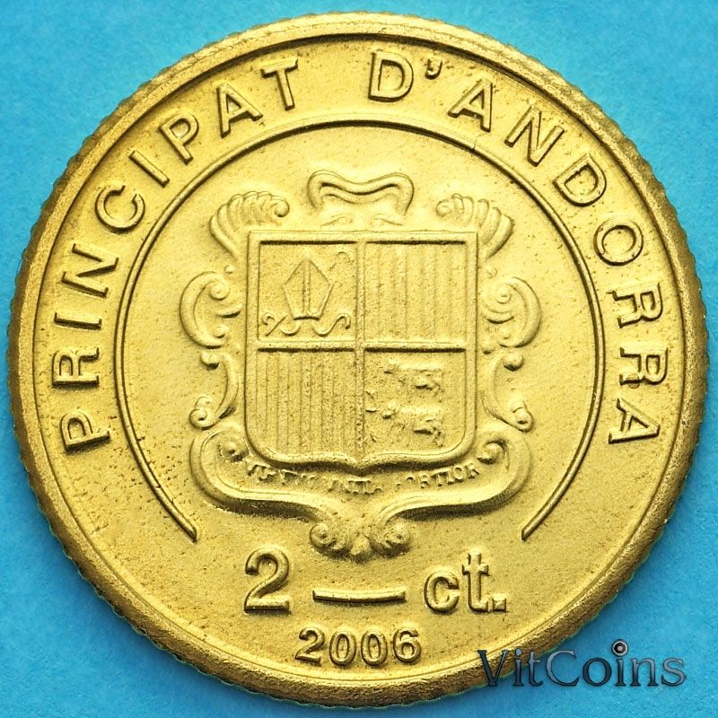 Монета Андорра 2 сантима 2006 год. Йозеф Ратцингер, священник.