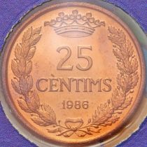 Андорра 25 сантим 1986 год. 