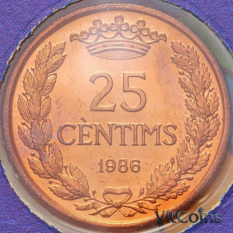 Монета Андорра 25 сантим 1986 год. 
