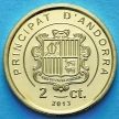 Монета Андорры 2 сантима 2013 год. Нарциссы.