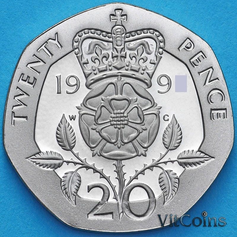 Монета Великобритания 20 пенсов 1991 год. Proof
