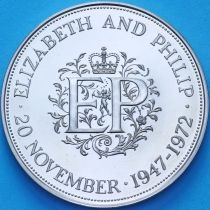 Великобритания 25 пенсов 1972 год. Елизавета и Филипп. Пруф
