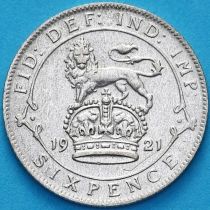 Великобритания 6 пенсов 1921 год. Серебро.