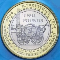 Великобритания 2 фунта 2004 год. Паровоз Ричарда Тревесика. BU