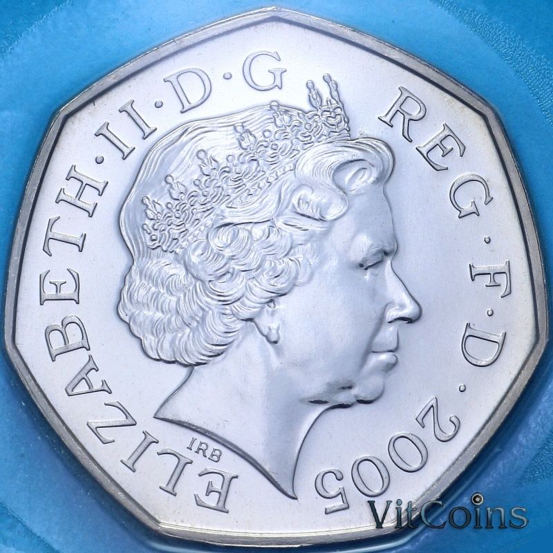 Монета Великобритания 50 пенсов 2005 год. Словарь Джонсона BU Монета Великобритания 50 пенсов 2005 год. Словарь Джонсона BU