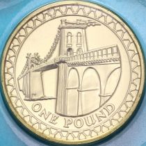 Великобритания 1 фунт 2005 год. Висячий мост через Менай. BU