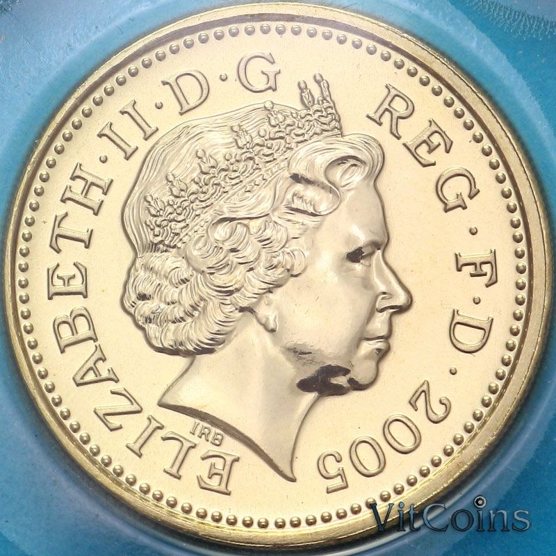 Монета Великобритания 1 фунт 2005 год. Висячий мост через Менай. BU Монета Великобритания 1 фунт 2005 год. Висячий мост через Менай. BU