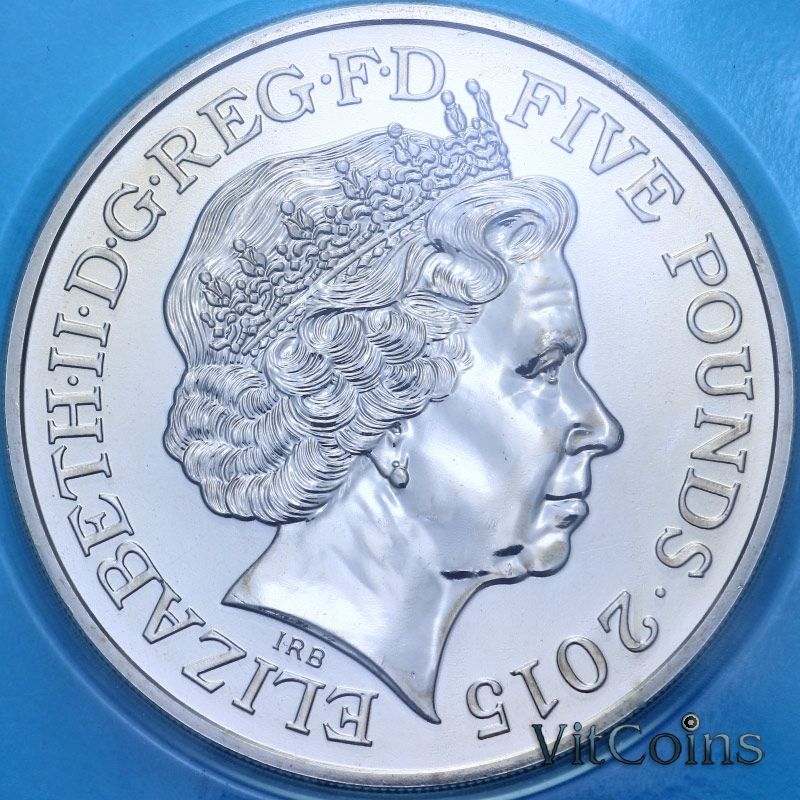 Монета Великобритания 5 фунтов 2015 год.  Уинстон Черчилль. BU