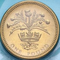 Великобритания 1 фунт 1984 год. Шотландский чертополох. BU