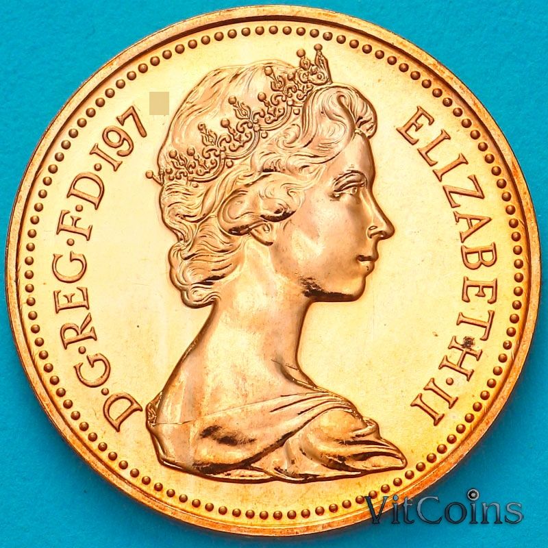 Монета Великобритания 1/2 пенни 1971 год. Пруф