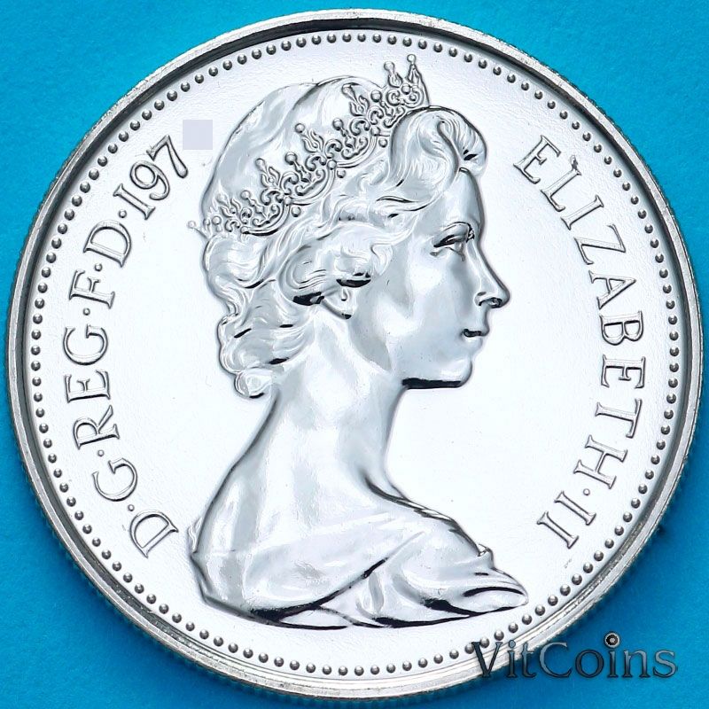 Монета Великобритания 10 новых пенсов 1971 год. Пруф Монета Великобритания 10 новых пенсов 1971 год. Пруф