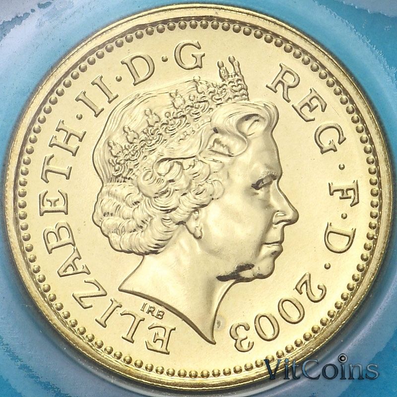 Монета Великобритания 1 фунт 2003 год. Королевский герб. BU Монета Великобритания 1 фунт 2003 год. Королевский герб. BU