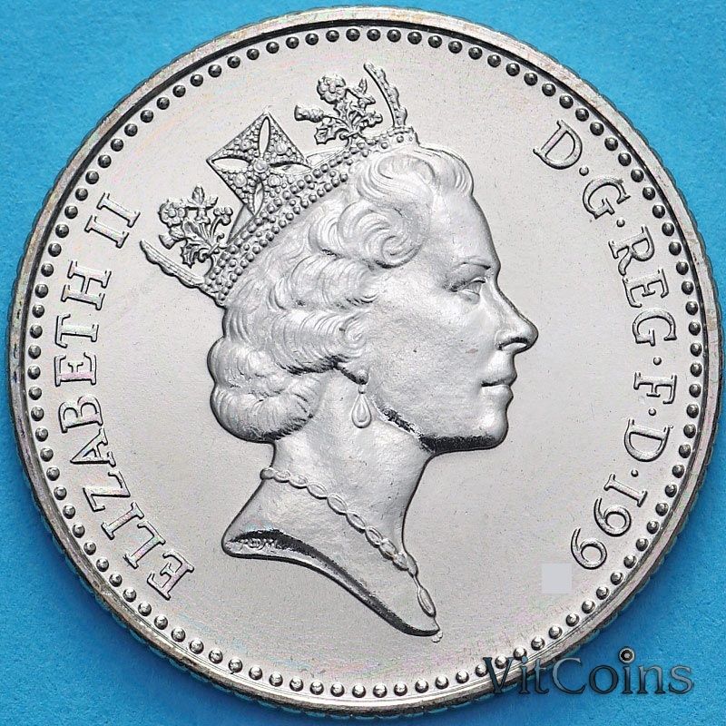 Монета Великобритания 5 пенсов 1990 год. KM# 937b. BU Монета Великобритания 5 пенсов 1990 год. KM# 937b. BU