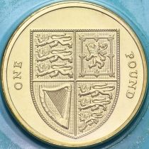 Великобритания 1 фунт 2009 год. Щит королевского герба. BU