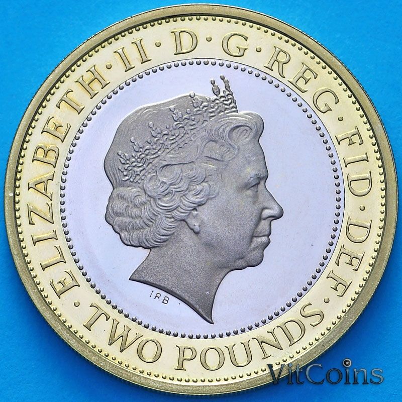 Монета Великобритания 2 фунта 2013 год. Лондонское метро. Логотип. Пруф