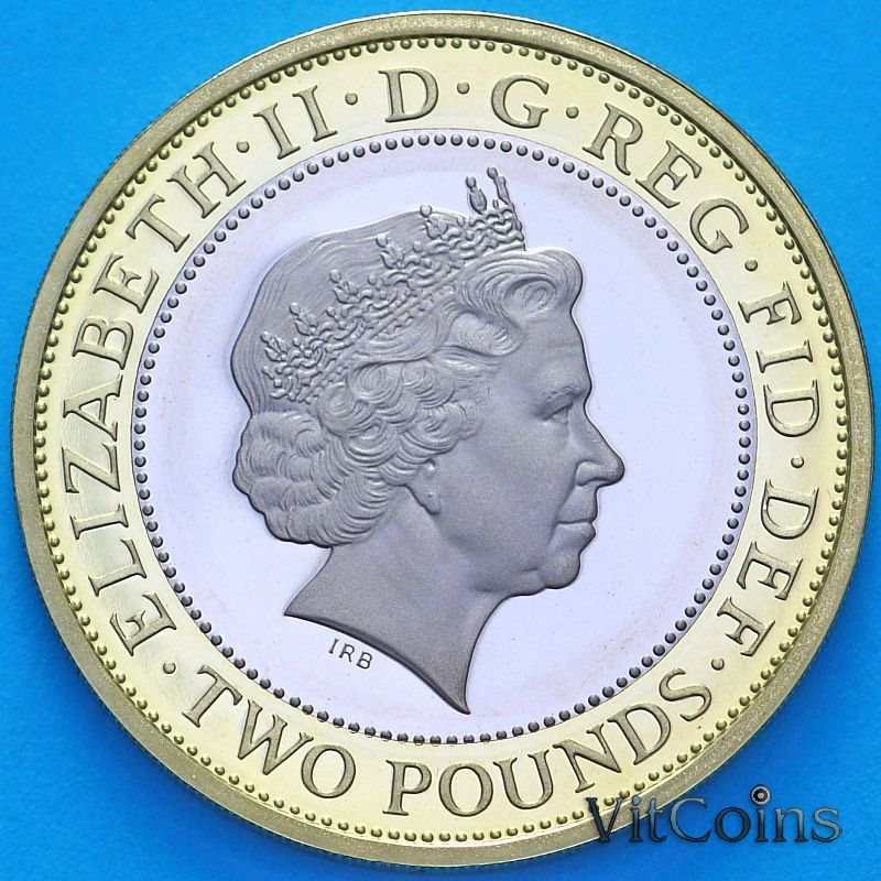 Монета Великобритания 2 фунта 2013 год. Золотая гинея. Пруф