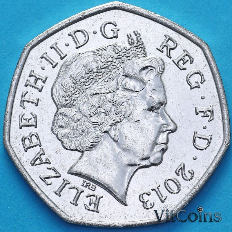 Монета Великобритания 50 пенсов 2013 год. Кристофера Айронсайд. UNC Монета Великобритания 50 пенсов 2013 год. Кристофера Айронсайд. UNC