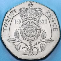 Великобритания 20 пенсов 1991 год. BU