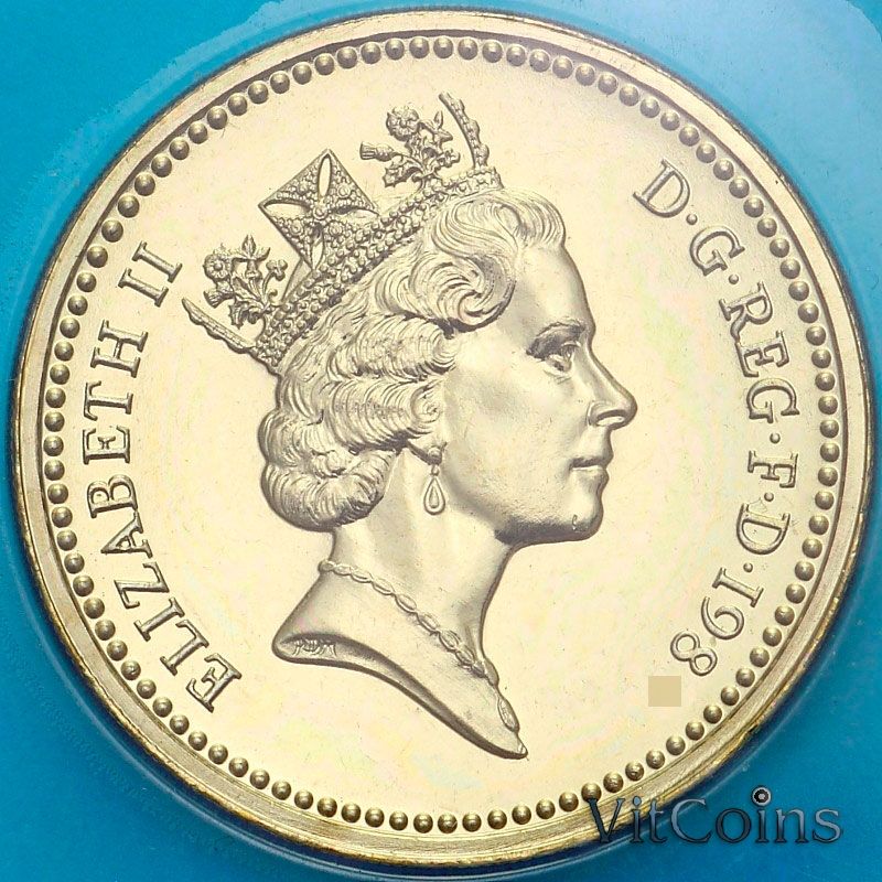 Монета Великобритания 1 фунт 1986 год. Лён. BU