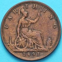 Великобритания 1 фартинг 1891 год. №2