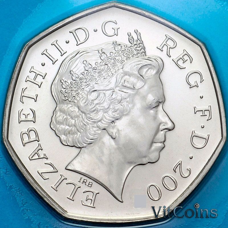 Монета Великобритания 50 пенсов 2001 год. BU Монета Великобритания 50 пенсов 2001 год. BU