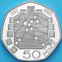 Великобритания 50 пенсов 1992 год. Председательство Великобритании в ЕС. Proof