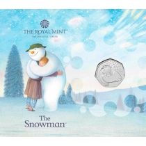 Великобритания 50 пенсов 2020 год. Рождество, снеговик. Блистер