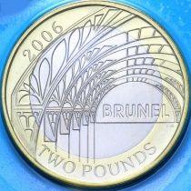 Великобритания 2 фунта 2006 год. Брюнель, станция Паддингтон. BU