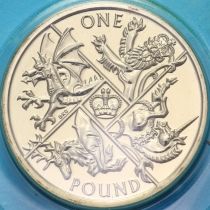 Великобритания 1 фунт 2016 год. Последний круглый фунт. BU