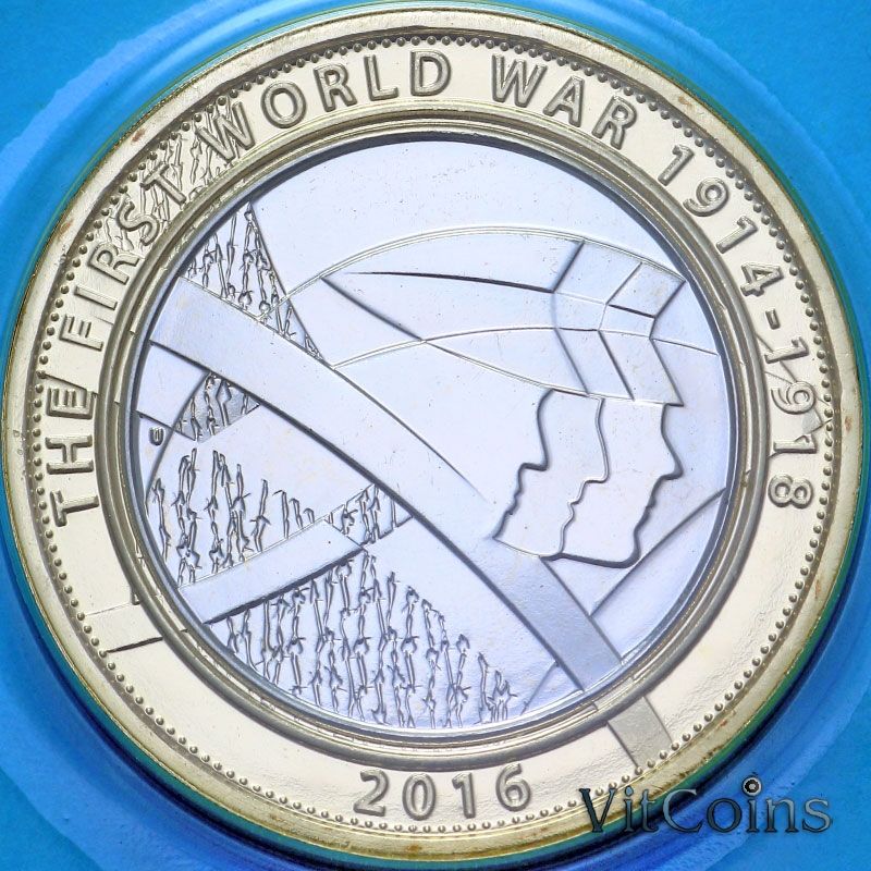 Монета Великобритания 2 фунта 2016 год. Первая Мировая война. BU