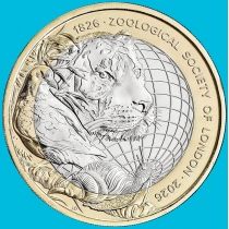 Великобритания 2 фунта 2026 год. 200 лет Лондонскому зоологическому обществу. BU