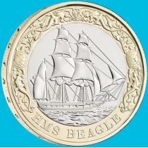 Великобритания 2 фунта 2026 год. Бриг-шлюп "Бигль". BU