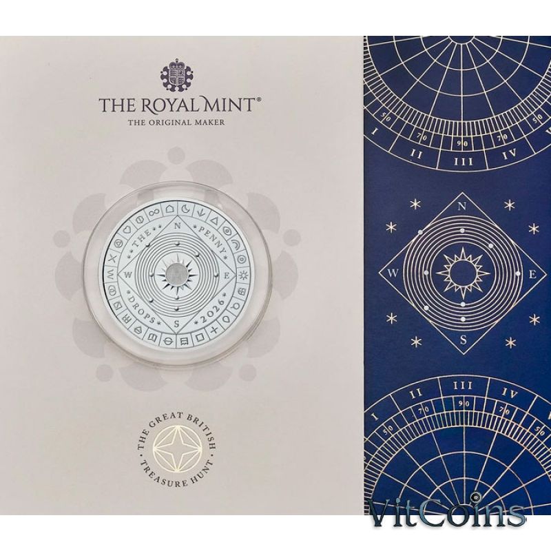 Монета Великобритания 5 фунтов 2026 год. Великая британская охота за сокровищами. Буклет Монета Великобритания 5 фунтов 2026 год. Великая британская охота за сокровищами. Буклет