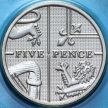 Монета Великобритания 5 пенсов 2014 год. BU