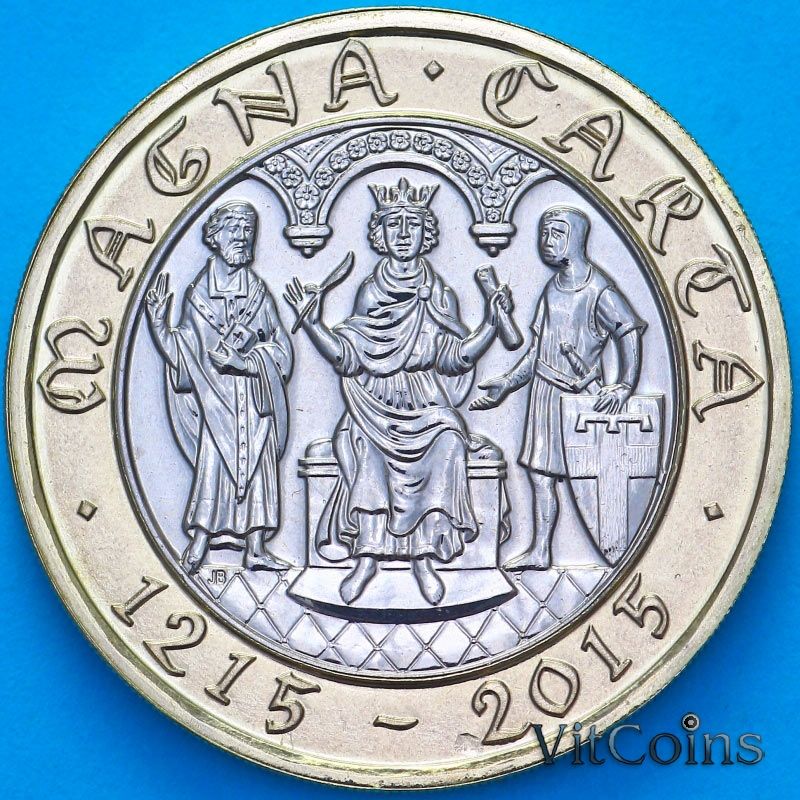 Монета Великобритания 2 фунта 2015 год. Великая хартия вольностей. BU