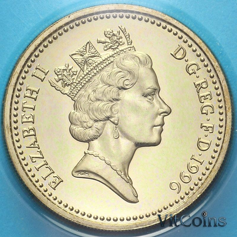 Монета Великобритания 1 фунт 1996 год. Кельтский крест. BU