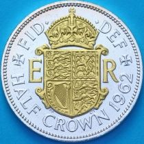 Великобритания 1/2 кроны 1962 год. Позолота
