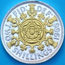 Великобритания 2 шиллинга 1966 год. Позолота