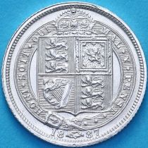 Великобритания 6 пенсов 1887 год. Герб на реверсе